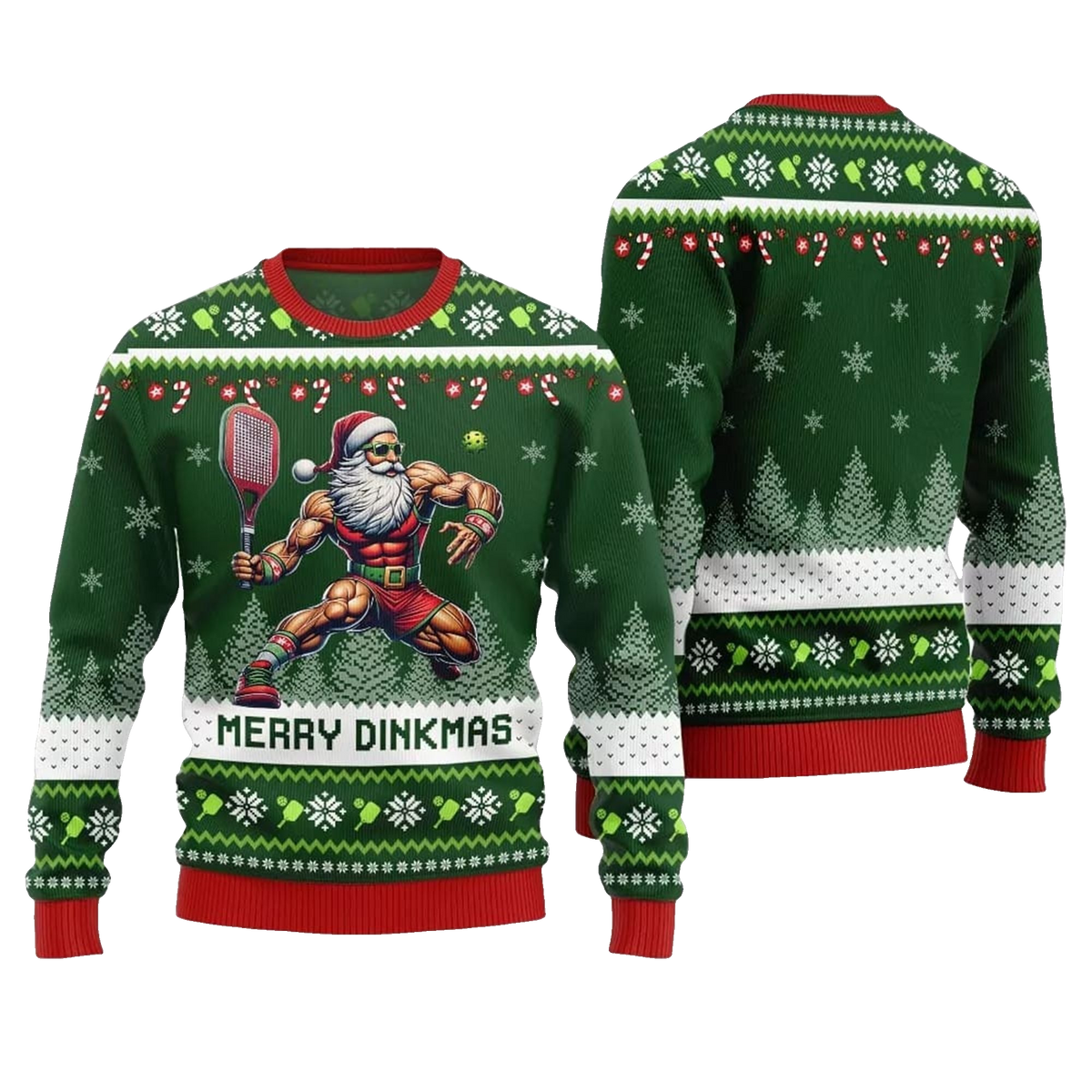 2026 Christmas Merry Dinkmas Santa Playing Pickleball Ugly Sweater - Moonbestprint