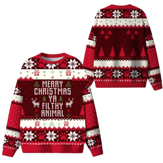 2026 Christmas Merry Christmas Ya Filthy Animal Ugly Sweater - Moonbestprint