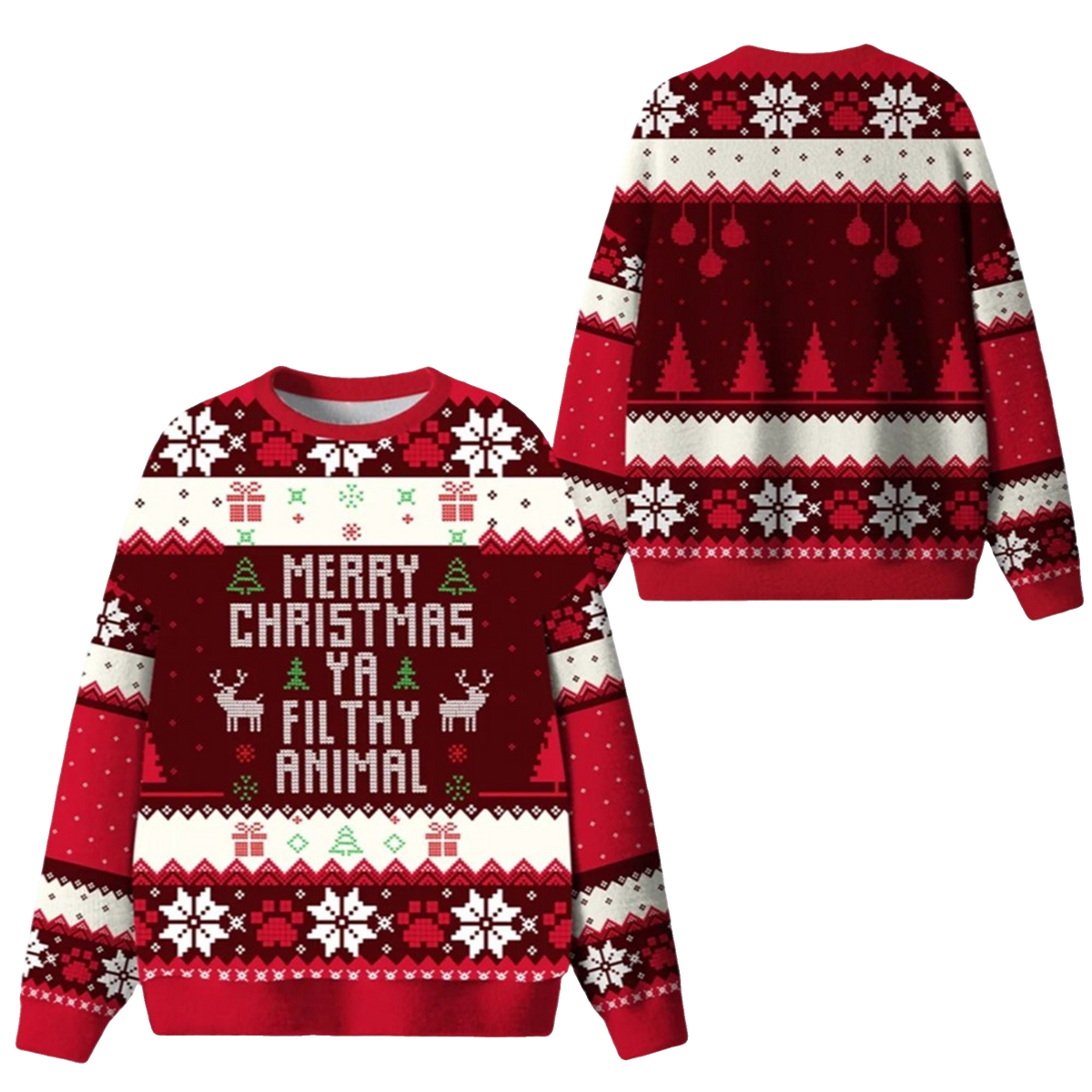 2026 Christmas Merry Christmas Ya Filthy Animal Ugly Sweater - Moonbestprint