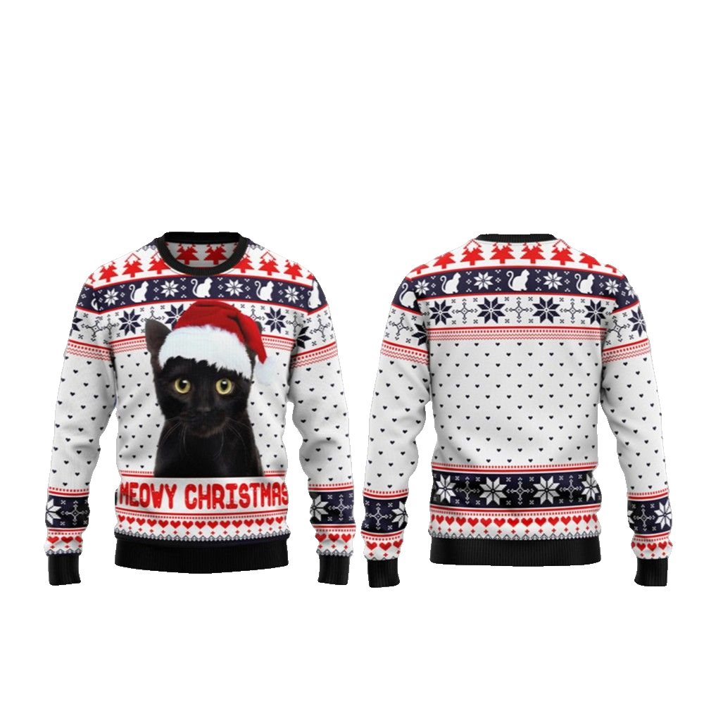 2026 Christmas Meowy Christmas Ugly Christmas Sweater - Moonbestprint