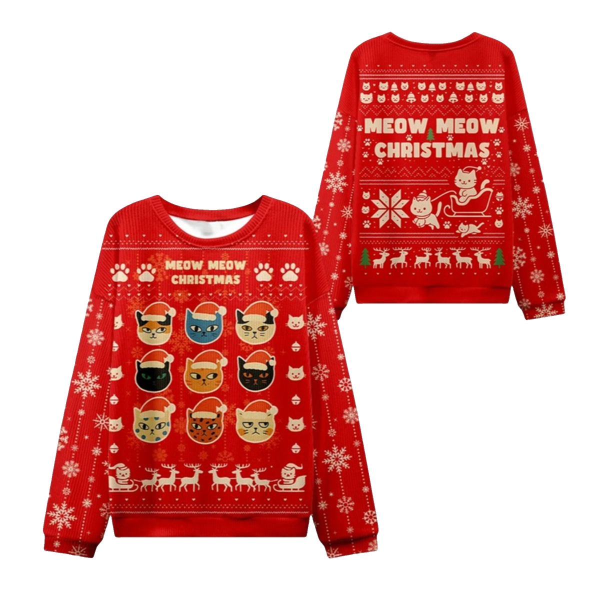 2026 Christmas Meow Meow Christmas Ugly Sweater - Moonbestprint