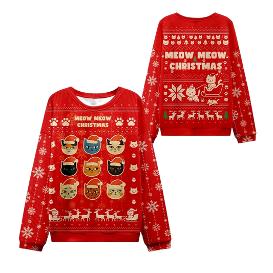 2026 Christmas Meow Meow Christmas Ugly Sweater - Moonbestprint