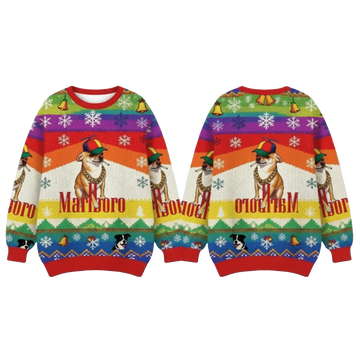 2026 Christmas Marlboro Chihuahua Smoking Meme Ugly Sweater - Moonbestprint