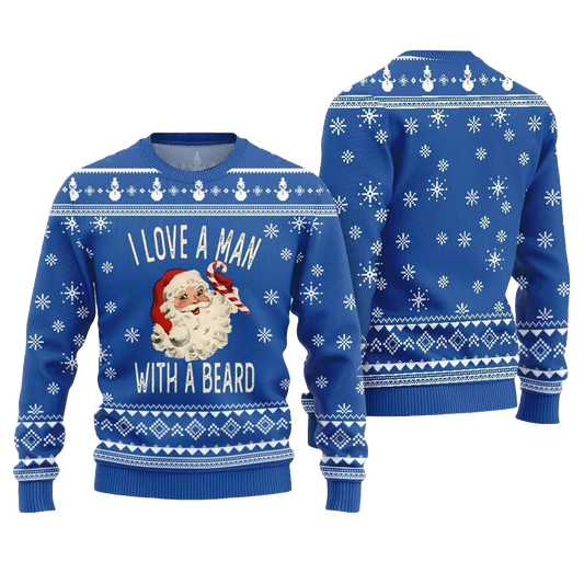 2026 Christmas Love Man With Beard Ugly Sweater - Moonbestprint