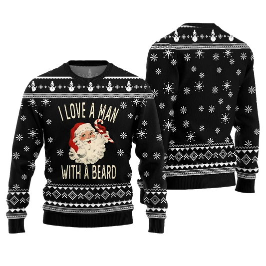 2026 Christmas Love Man With Beard Ugly Sweater - Moonbestprint