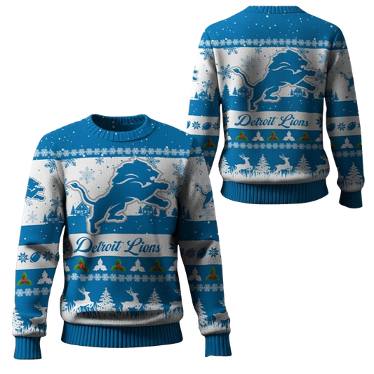 2026 Christmas Lions Festive Reindeer Tree Ugly Sweater - Moonbestprint