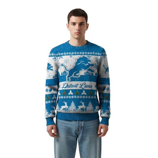 2026 Christmas Lions Festive Reindeer Tree Ugly Sweater - Moonbestprint