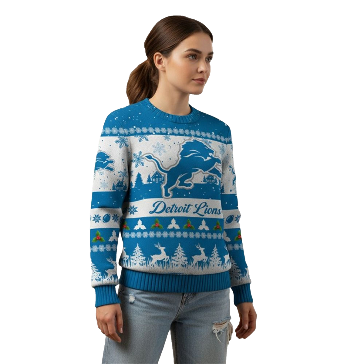 2026 Christmas Lions Festive Reindeer Tree Ugly Sweater - Moonbestprint