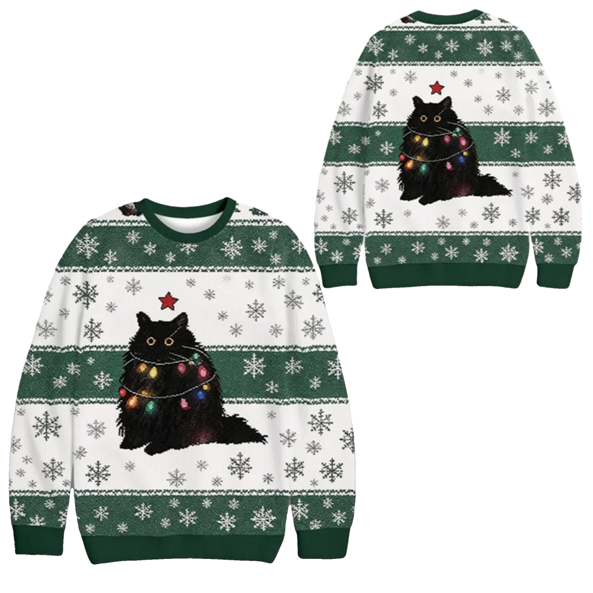 2026 Christmas Lights Cat Japanese Ugly Sweater - Moonbestprint