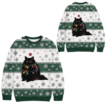 2026 Christmas Lights Cat Japanese Ugly Sweater - Moonbestprint