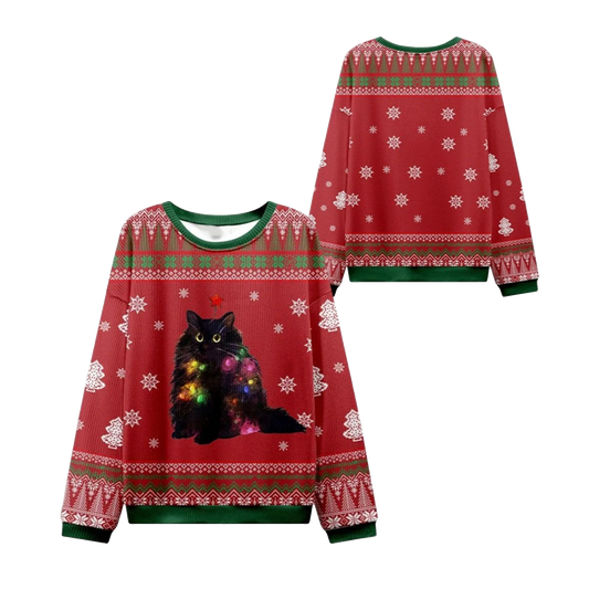 2026 Christmas Lights Cat Ugly Christmas Sweater - Moonbestprint