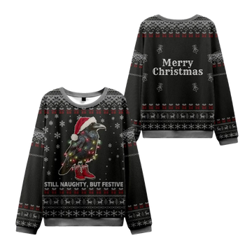 2026 Christmas Lights Santa Raven Ugly Sweater - Moonbestprint