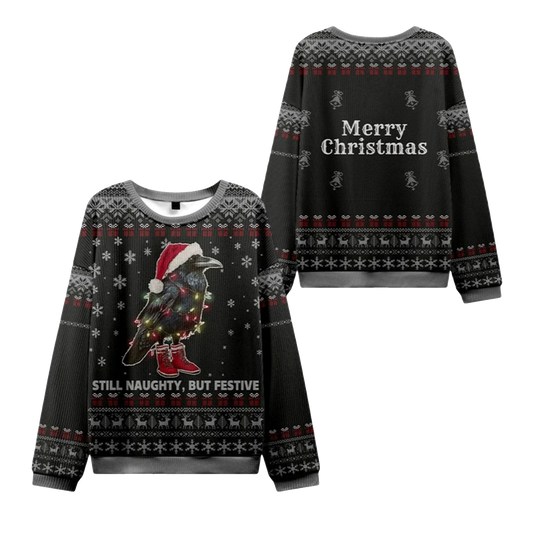 2026 Christmas Lights Santa Raven Ugly Sweater - Moonbestprint