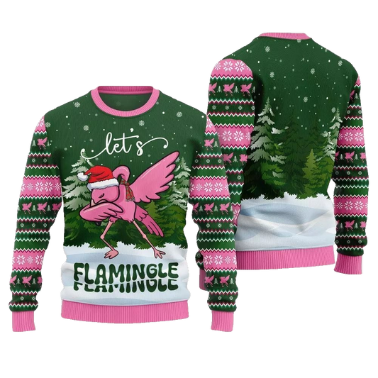 2026 Christmas Lets Flamingle Ugly Christmas Sweater - Moonbestprint