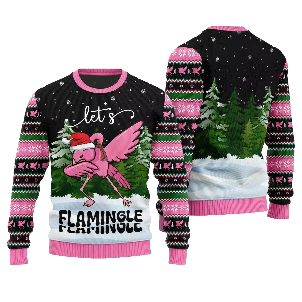 2026 Christmas Lets Flamingle Ugly Christmas Sweater - Moonbestprint