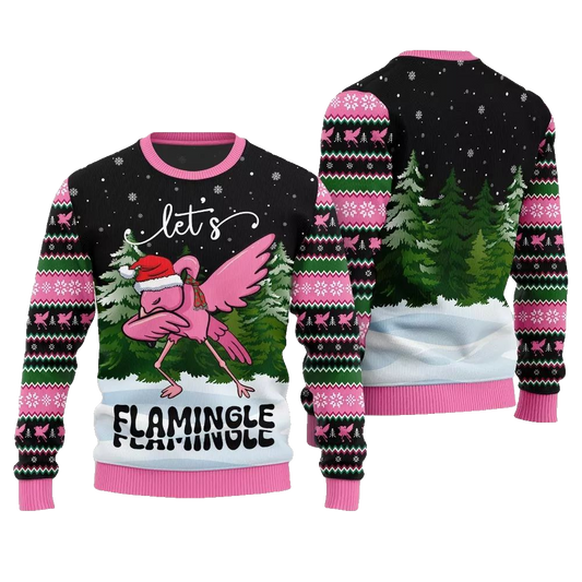 2026 Christmas Lets Flamingle Ugly Christmas Sweater - Moonbestprint