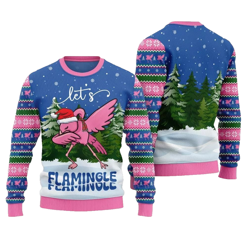 2026 Christmas Lets Flamingle Ugly Christmas Sweater - Moonbestprint