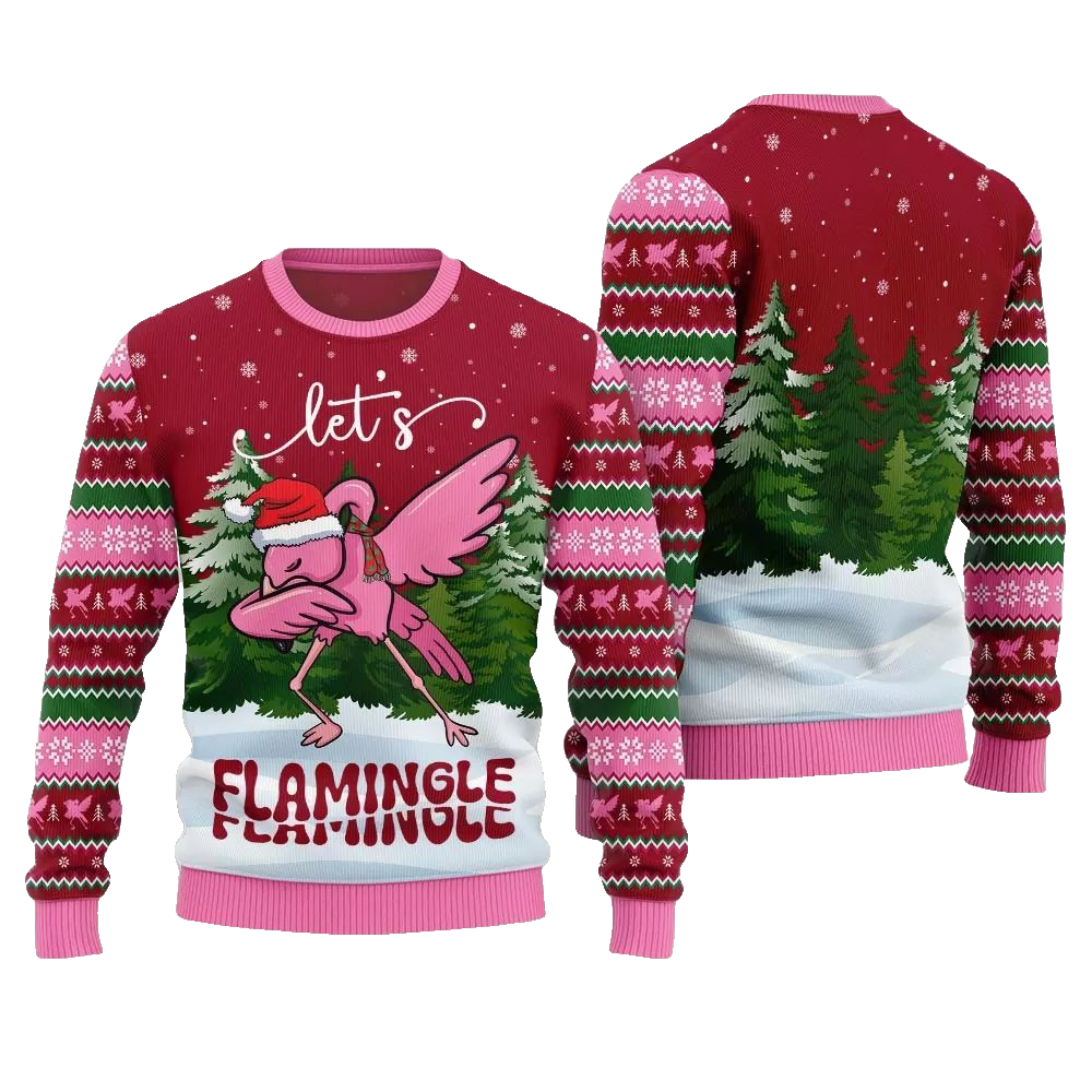 2026 Christmas Lets Flamingle Ugly Christmas Sweater - Moonbestprint