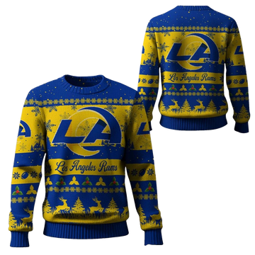 2026 Christmas LA Rams Festive Reindeer Tree Ugly Sweater - Moonbestprint