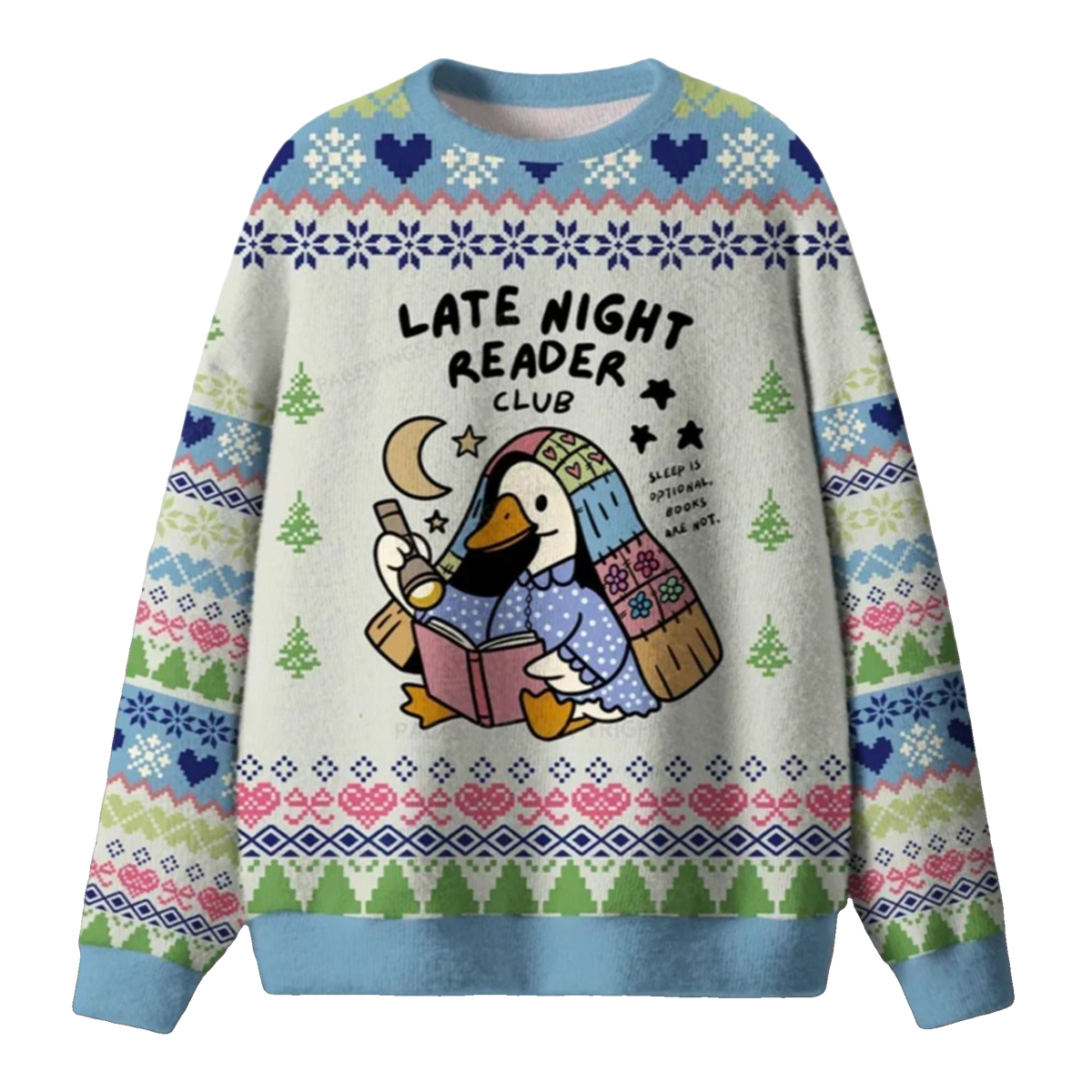 2026 Christmas Late Night Reader Club Goose Ugly Sweater - Moonbestprint
