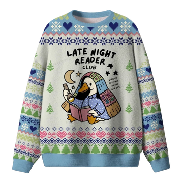 2026 Christmas Late Night Reader Club Goose Ugly Sweater - Moonbestprint