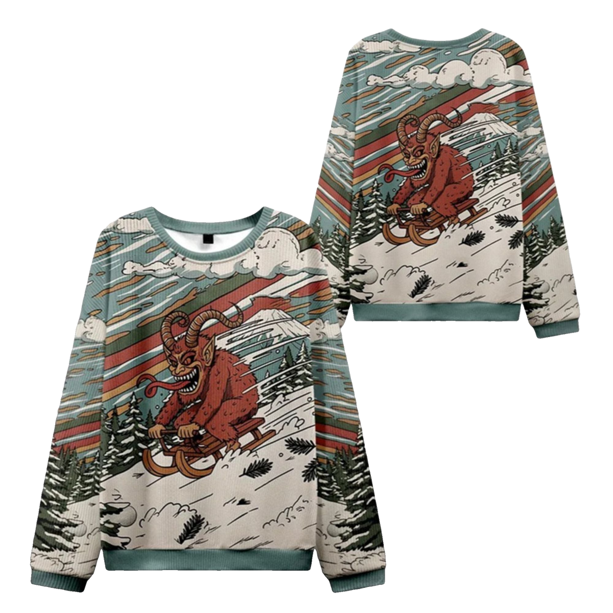 2026 Christmas Krampus Sled Ugly Sweater - Moonbestprint