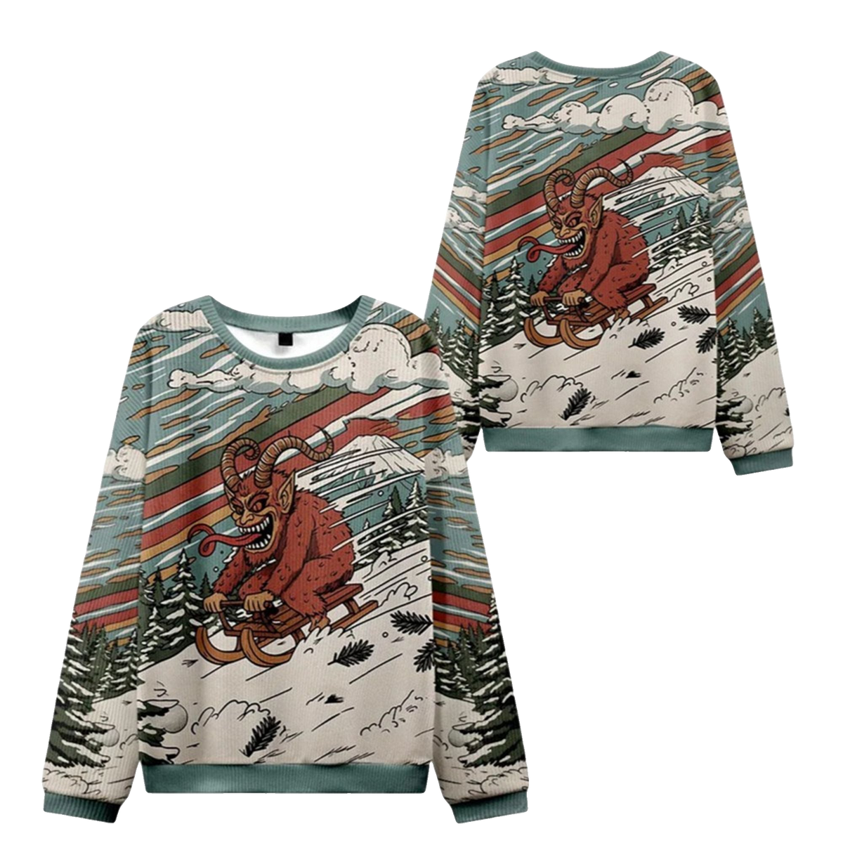 2026 Christmas Krampus Sled Ugly Sweater - Moonbestprint