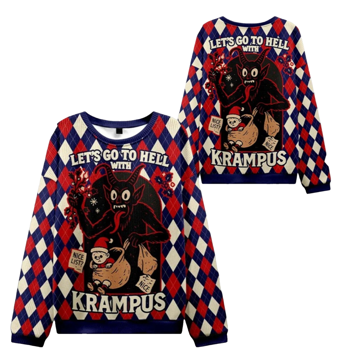 2026 Christmas Krampus Let's Go to Hell Ugly Sweater - Moonbestprint
