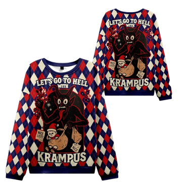 2026 Christmas Krampus Let's Go to Hell Ugly Sweater - Moonbestprint