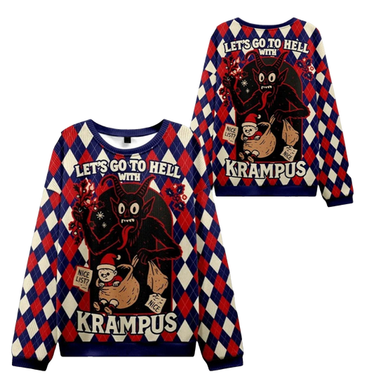 2026 Christmas Krampus Let's Go to Hell Ugly Sweater - Moonbestprint