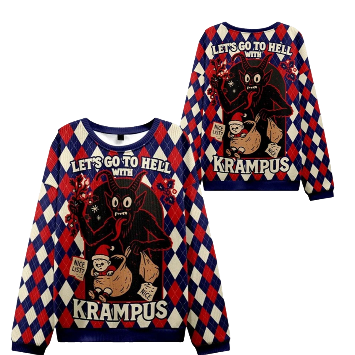 2026 Christmas Krampus Let's Go to Hell Ugly Sweater - Moonbestprint