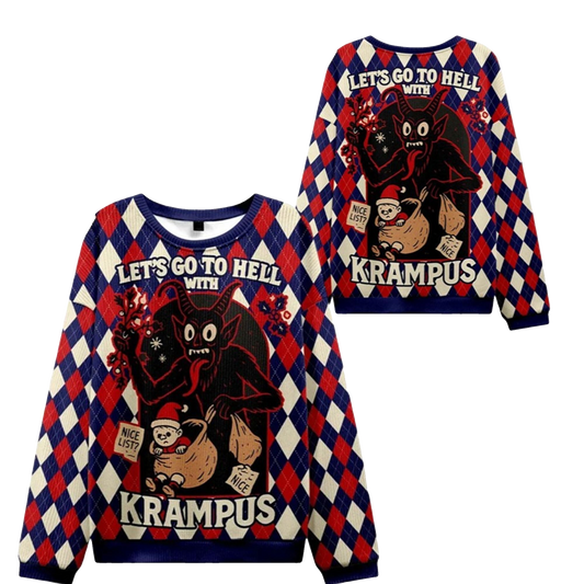 2026 Christmas Krampus Let's Go to Hell Ugly Sweater - Moonbestprint