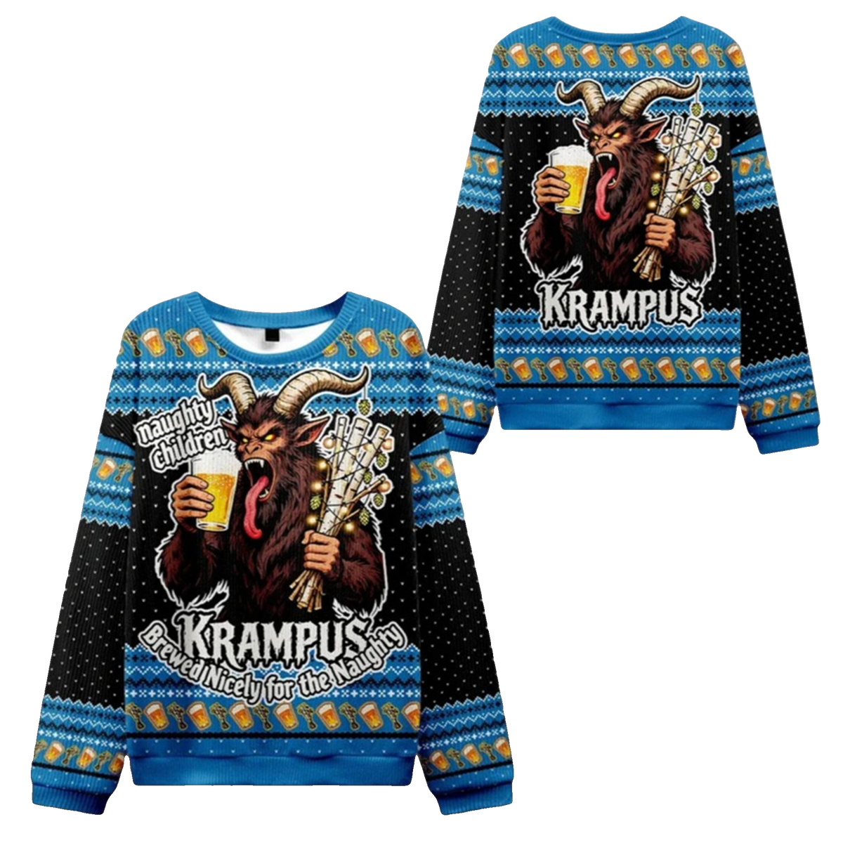 2026 Christmas Krampus Drinking Beer Ugly Sweater - Moonbestprint