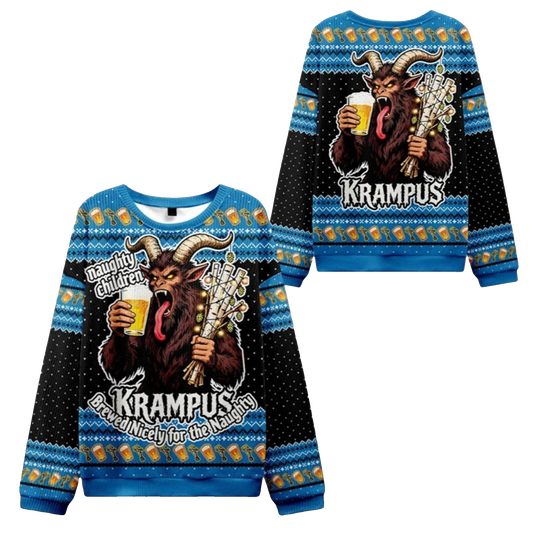2026 Christmas Krampus Drinking Beer Ugly Sweater - Moonbestprint