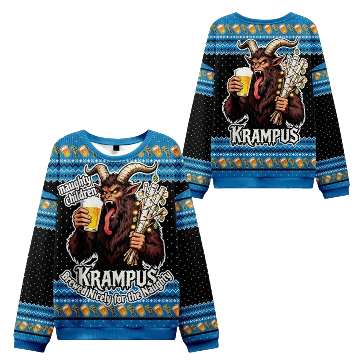 2026 Christmas Krampus Drinking Beer Ugly Sweater - Moonbestprint