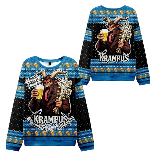 2026 Christmas Krampus Drinking Beer Ugly Sweater - Moonbestprint