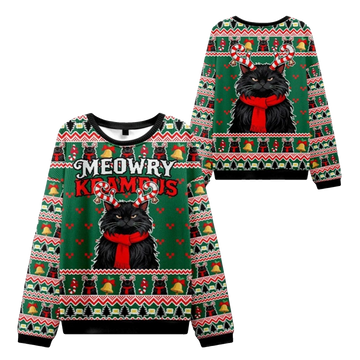 2026 Christmas Krampus Black Cat Ugly Sweater - Moonbestprint