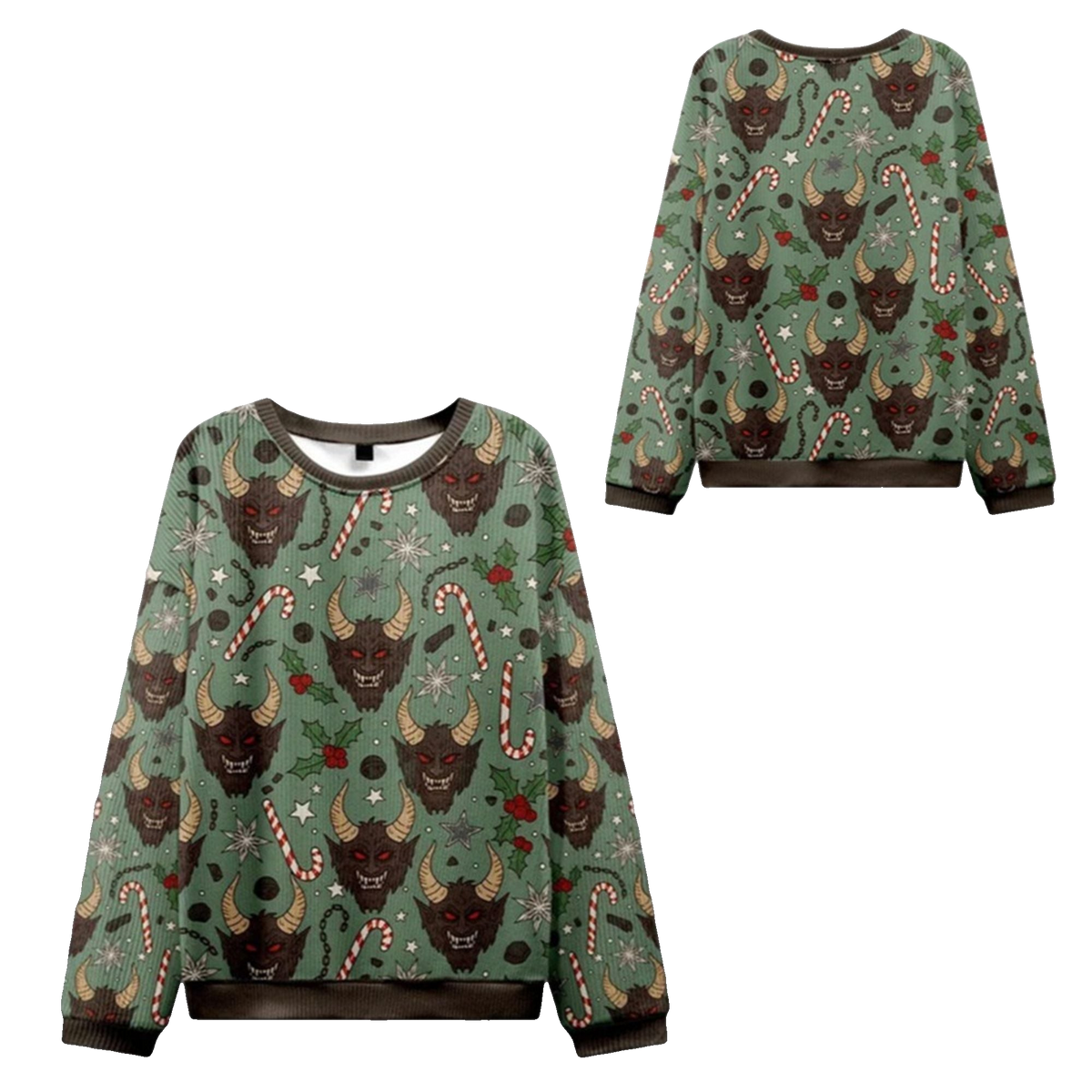 2026 Christmas Krampus And Candy Cane Ugly Sweater - Moonbestprint
