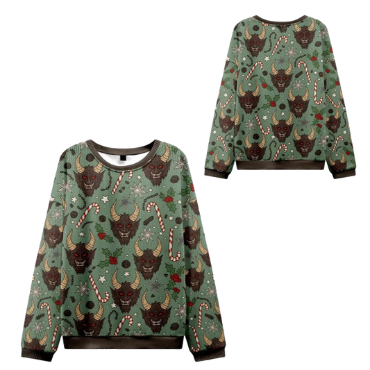 2026 Christmas Krampus And Candy Cane Ugly Sweater - Moonbestprint