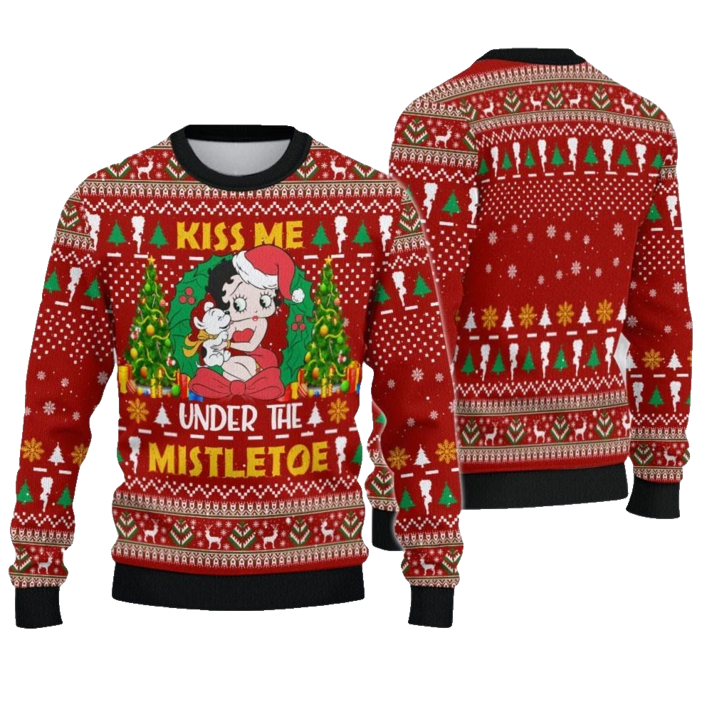 2026 Christmas Kiss Me Under The Mistletoe Christmast Ugly Sweatshirt - Moonbestprint