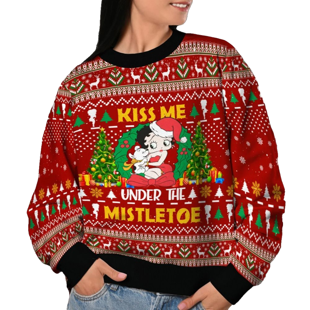 2026 Christmas Kiss Me Under The Mistletoe Christmast Ugly Sweatshirt - Moonbestprint