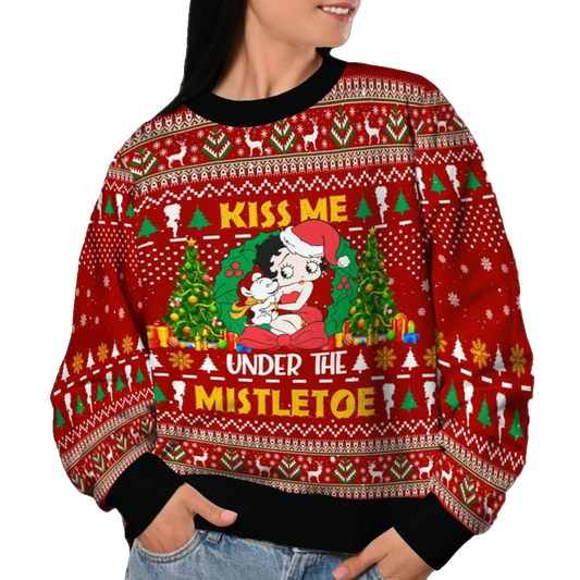 2026 Christmas Kiss Me Under The Mistletoe Christmast Ugly Sweatshirt - Moonbestprint