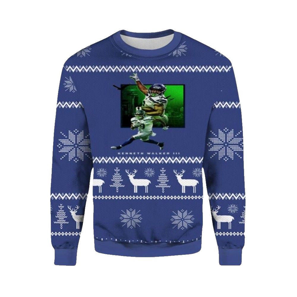 2026 Christmas Kenneth Walker Seahawks Ugly Christmas Sweater - Moonbestprint