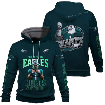 Jalen Hurts 1 Hurts So Good Champs 2023 Philadelphia Eagles Sb Champion 2023 All Over Print Hoodie - Moonbestprint