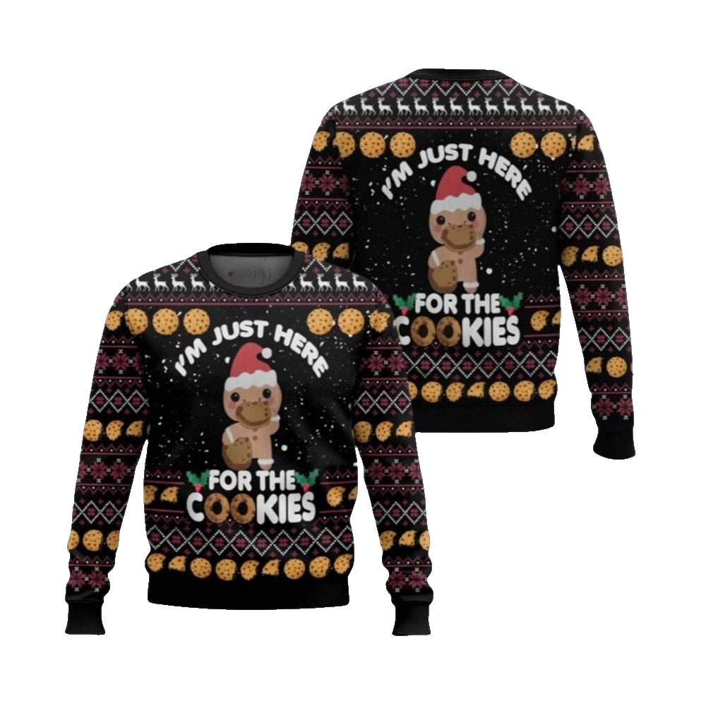 2026 Christmas Just Here For The Cookies Ugly Christmas Sweater - Moonbestprint