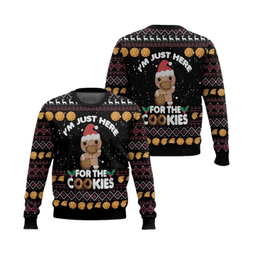 2026 Christmas Just Here For The Cookies Ugly Christmas Sweater - Moonbestprint
