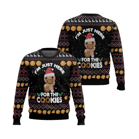 2026 Christmas Just Here For The Cookies Ugly Christmas Sweater - Moonbestprint