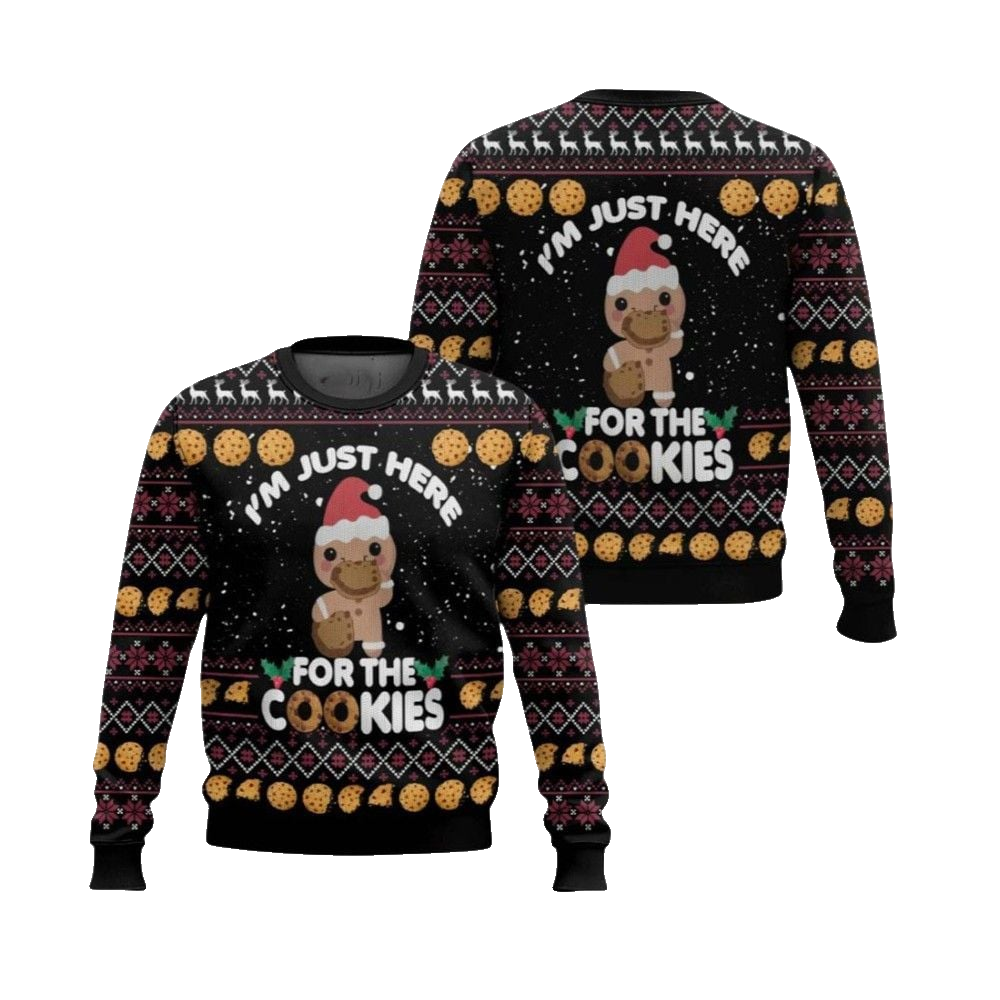 2026 Christmas Just Here For The Cookies Ugly Christmas Sweater - Moonbestprint