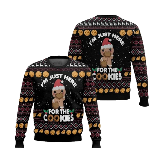 2026 Christmas Just Here For The Cookies Ugly Christmas Sweater - Moonbestprint