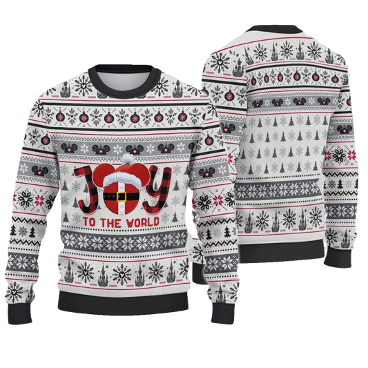 2026 Christmas Joy To The World Mouse Christmas Ugly Sweatshirt - Moonbestprint
